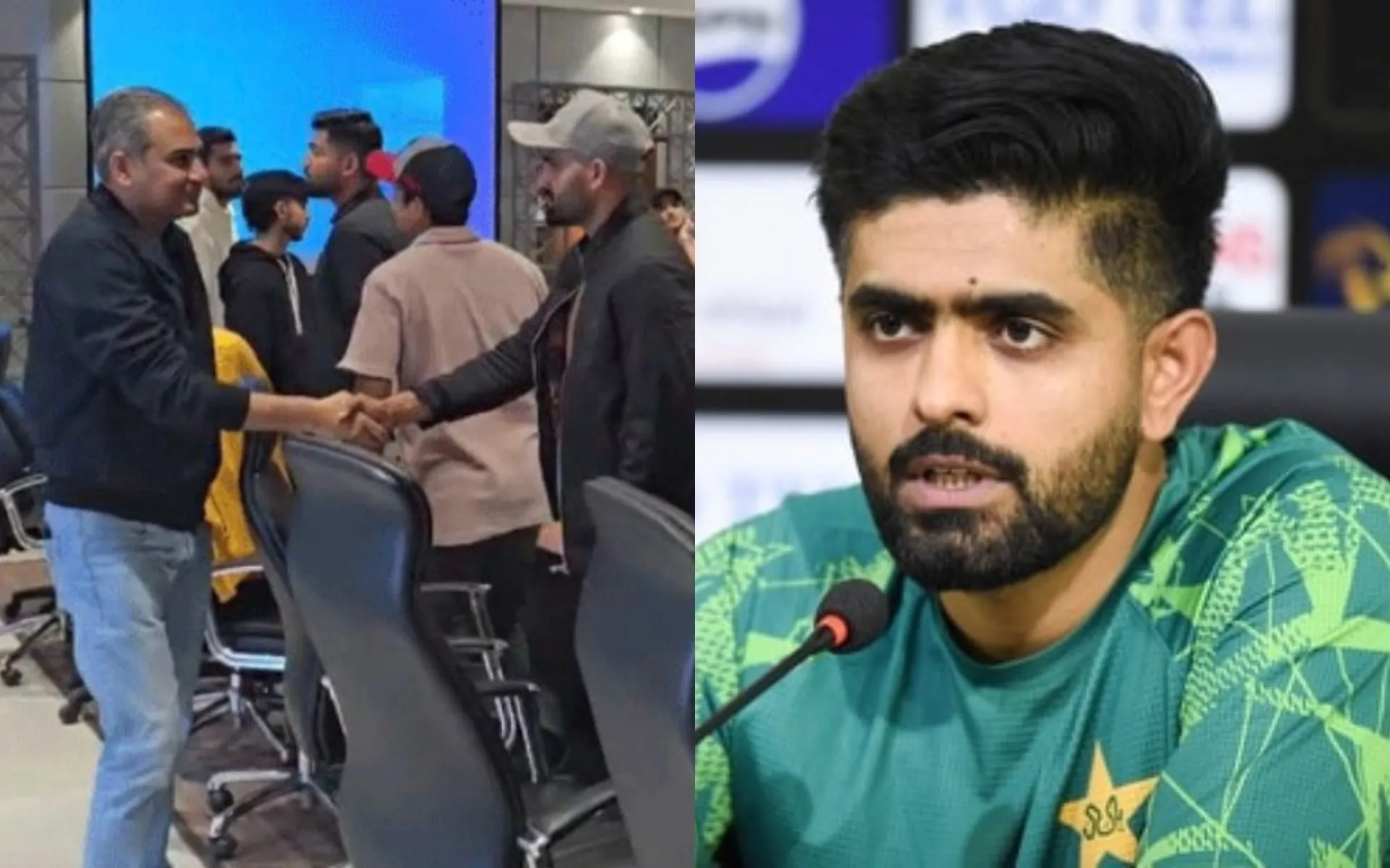 Mohsin Naqvi and Babar Azam [Source: geosuper.tv, @mufaddal_vohra/x]