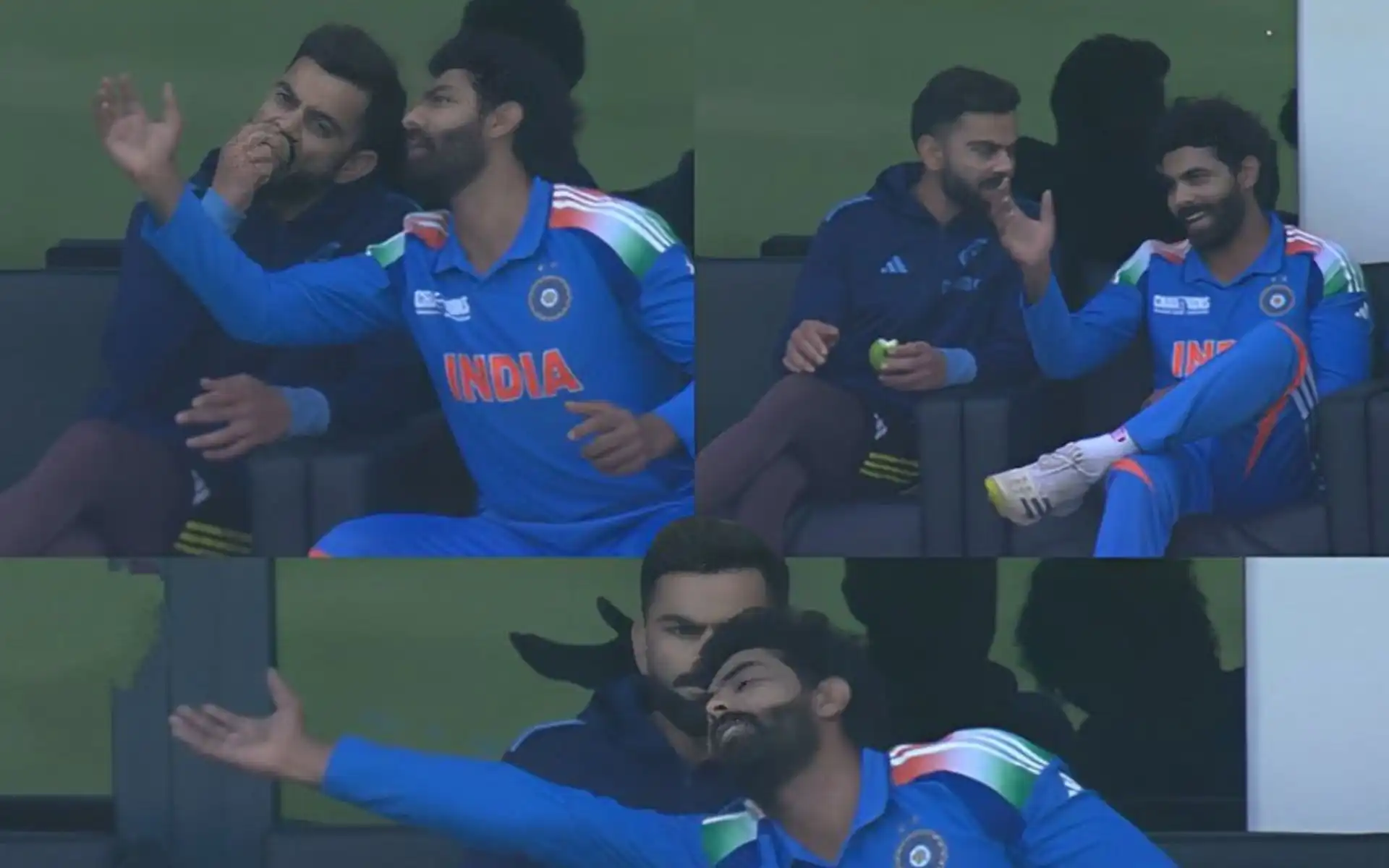 Virat Kohli and Ravindra Jadeja discussing Glenn Phillips' catch [Source: @Sardar_Nouman__/x.com]