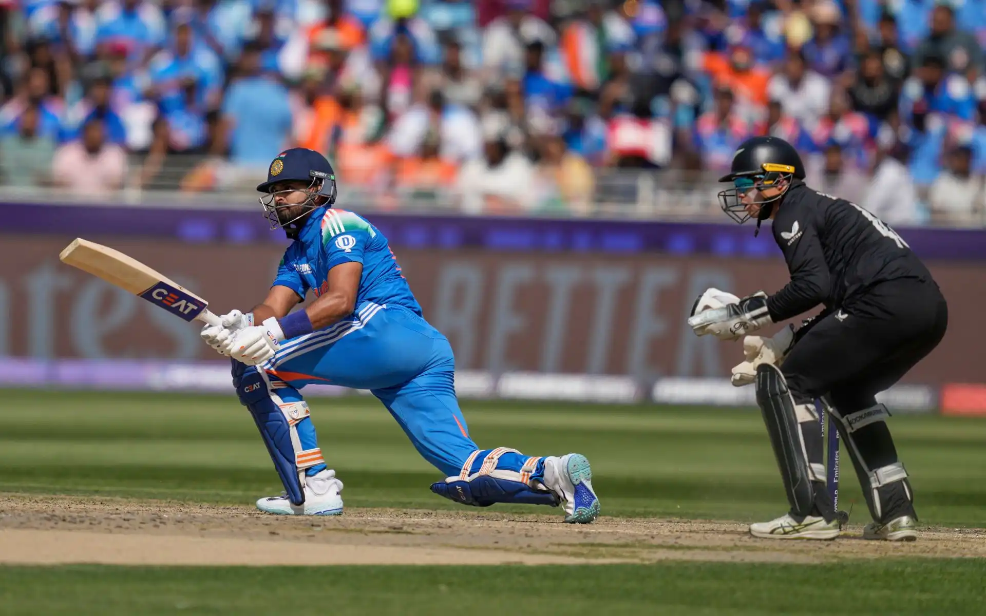 Shreyas Iyer in action against New Zealand [Source: AP Photos]