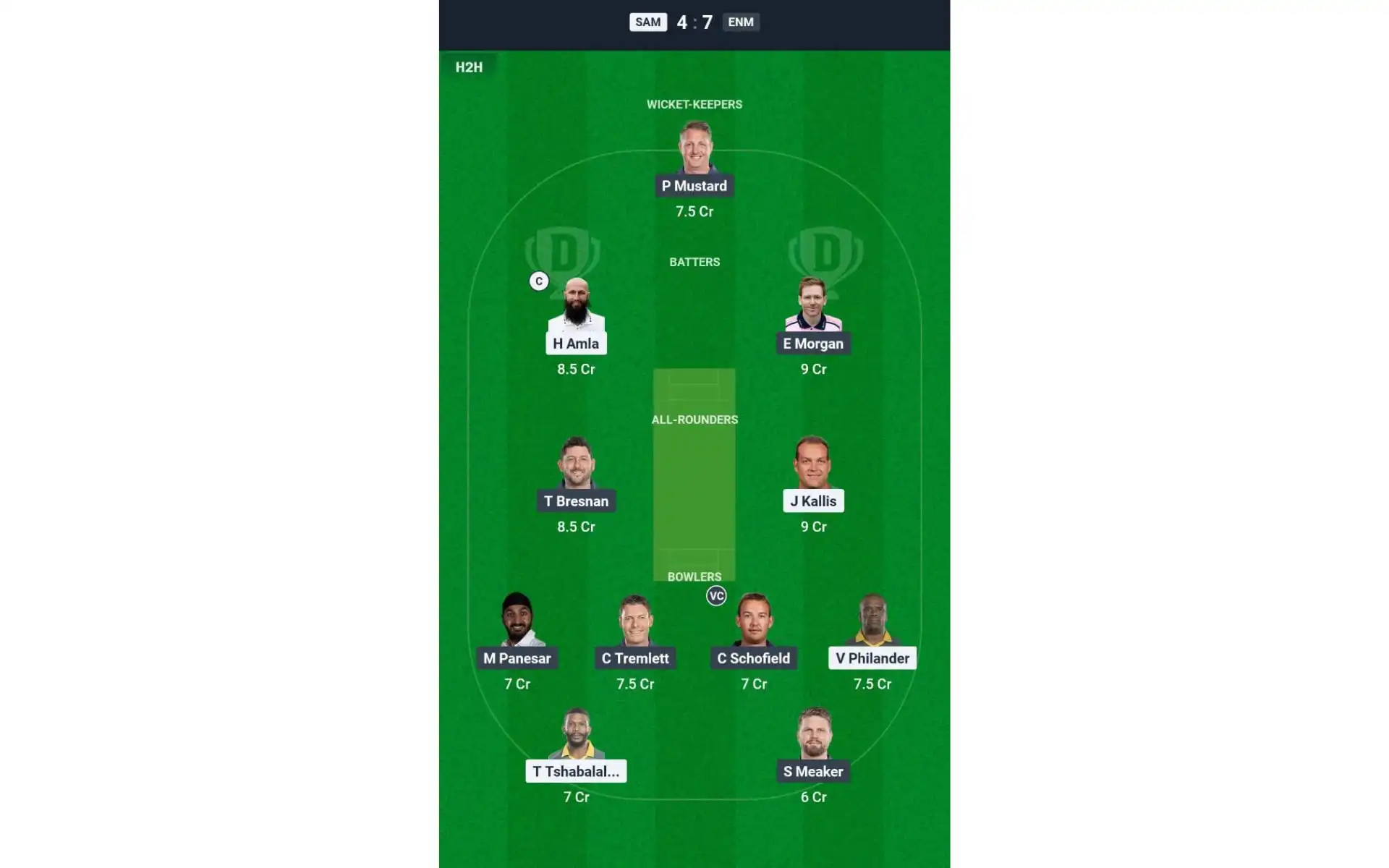 ENM vs SAM, IML 2025: Dream11 Team 1 [Source: @Dream11 App]