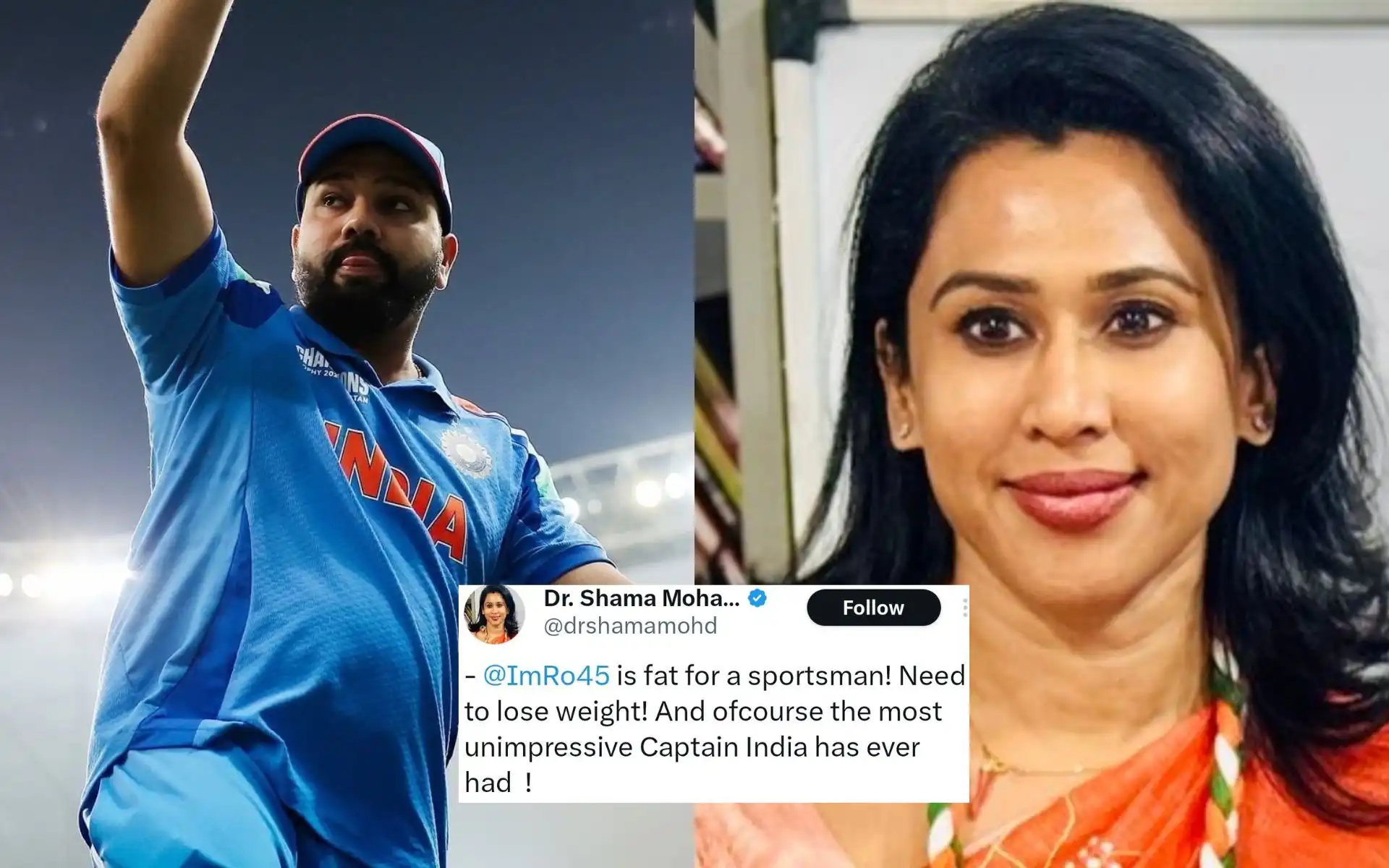 Rohit Sharma gets fat shamed [Source: @_FaridKhan, @Aishuu90, @V_P_S_Rathore/X.com]