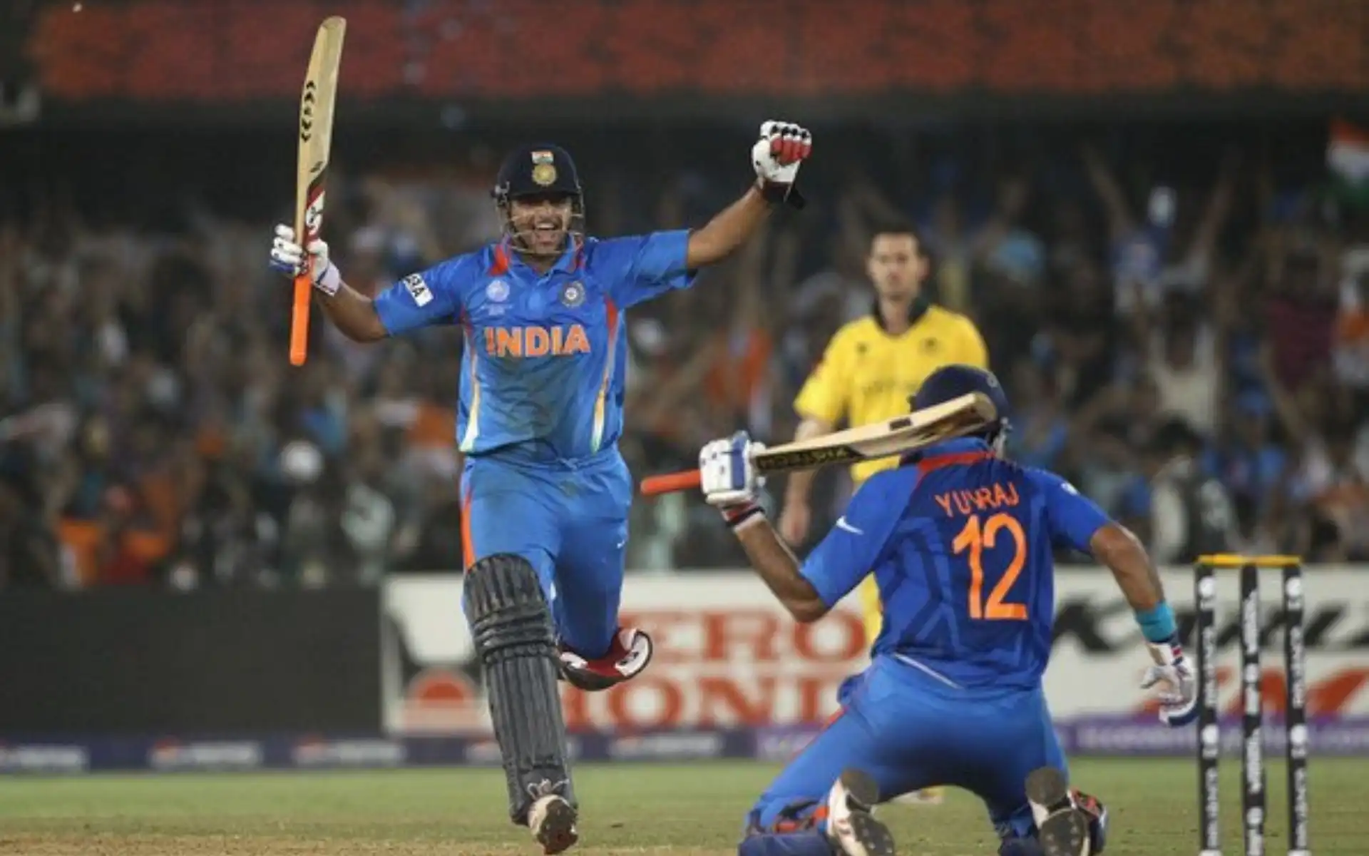 Suresh Raina and Yuvraj Singh in frame [Source: @CricketTalkies/X.com]