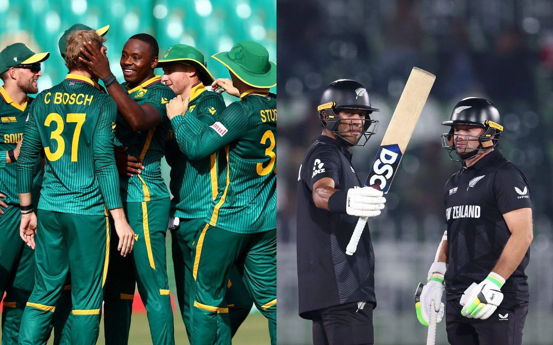 South Africa vs New Zealand (Source: @ProteasMenCSA/X.com, @BLACKCAPS/X.com)