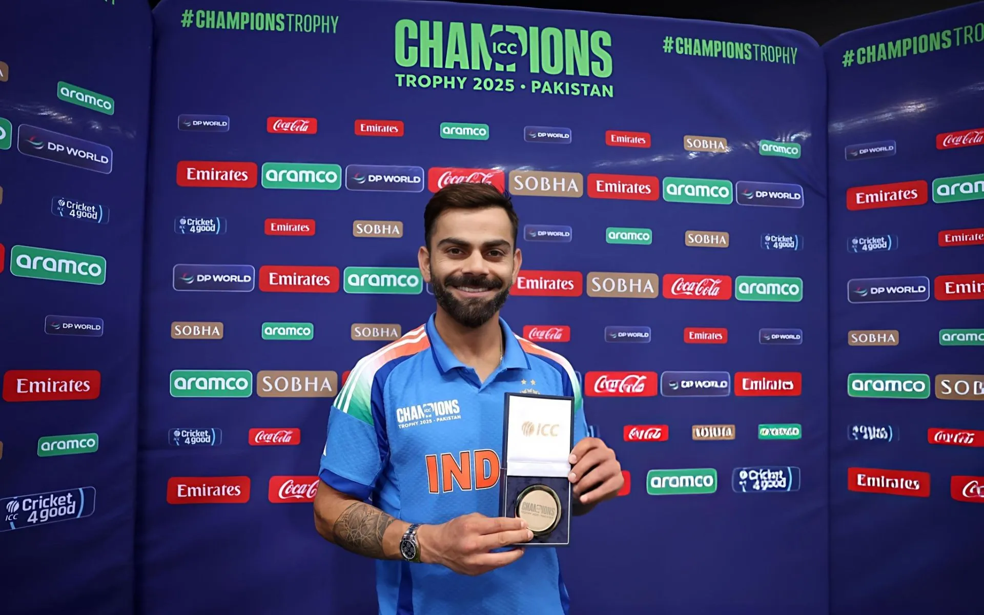 Virat Kohli With His POTM Medal (Source: @RajuPKVK/x.com)