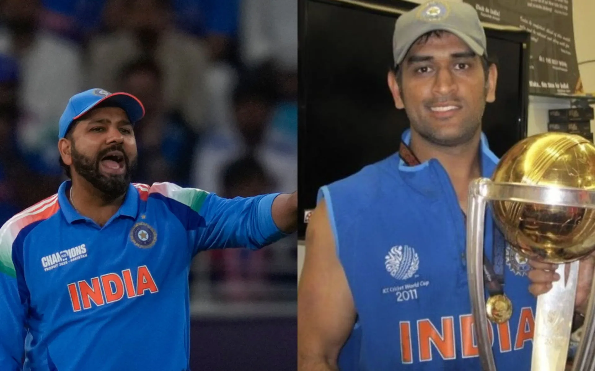 Rohit Sharma and MS Dhoni [Source: AP Photos, @Shrey__123/x.com]