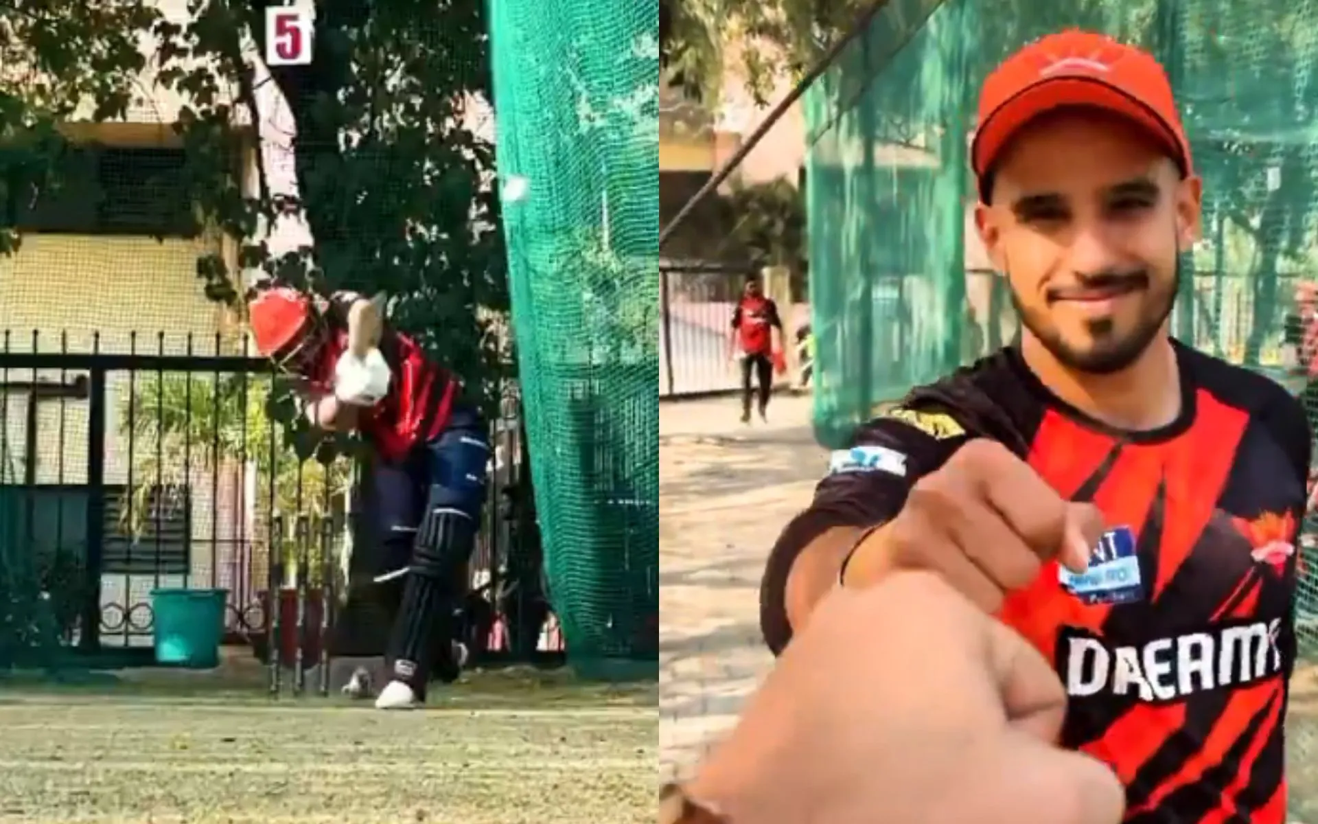Abhinav Manohar hitting in the nets [Source: @Sunrisers/X.com]