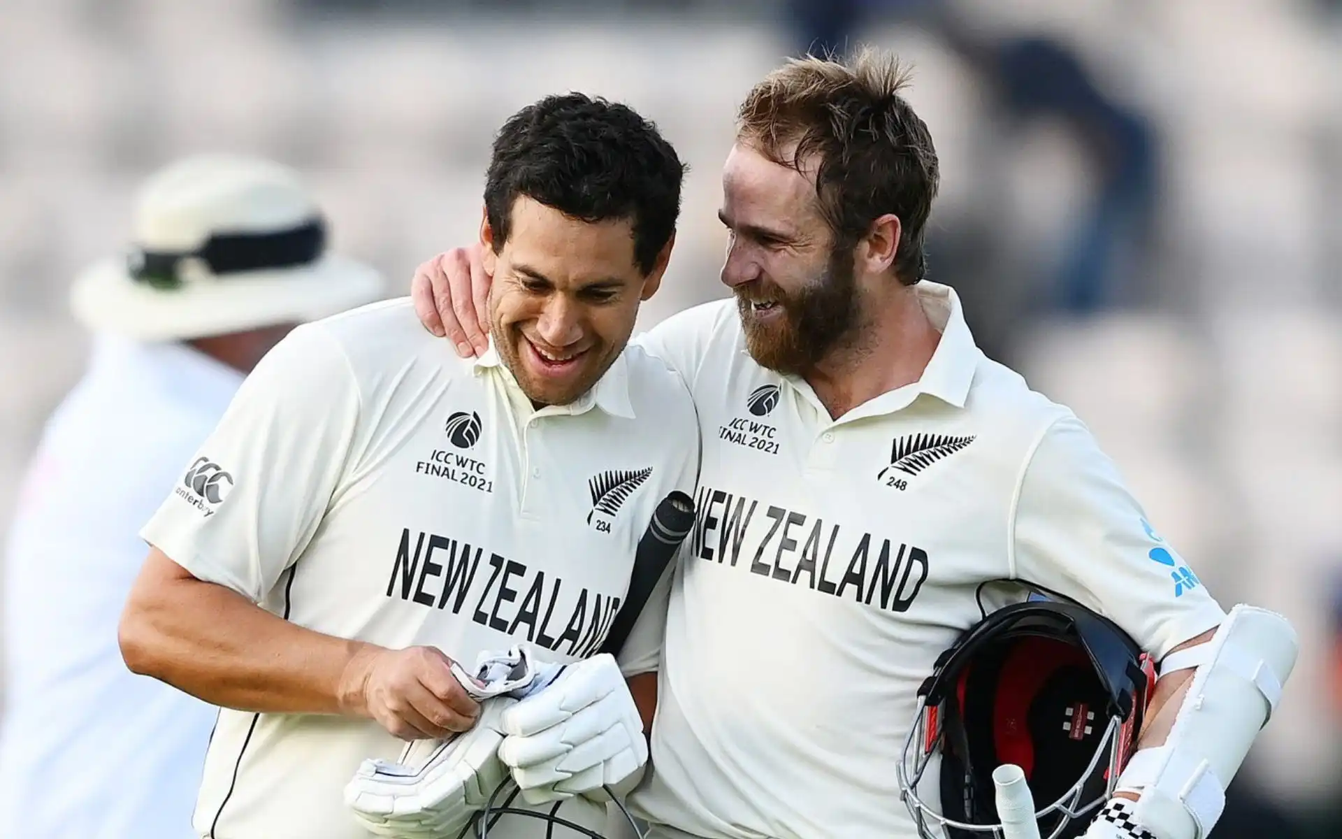Ross Taylor and Kane Williamson after winning the 2021 WTC Final [Source: @_TalhaSpeaks/x.com]