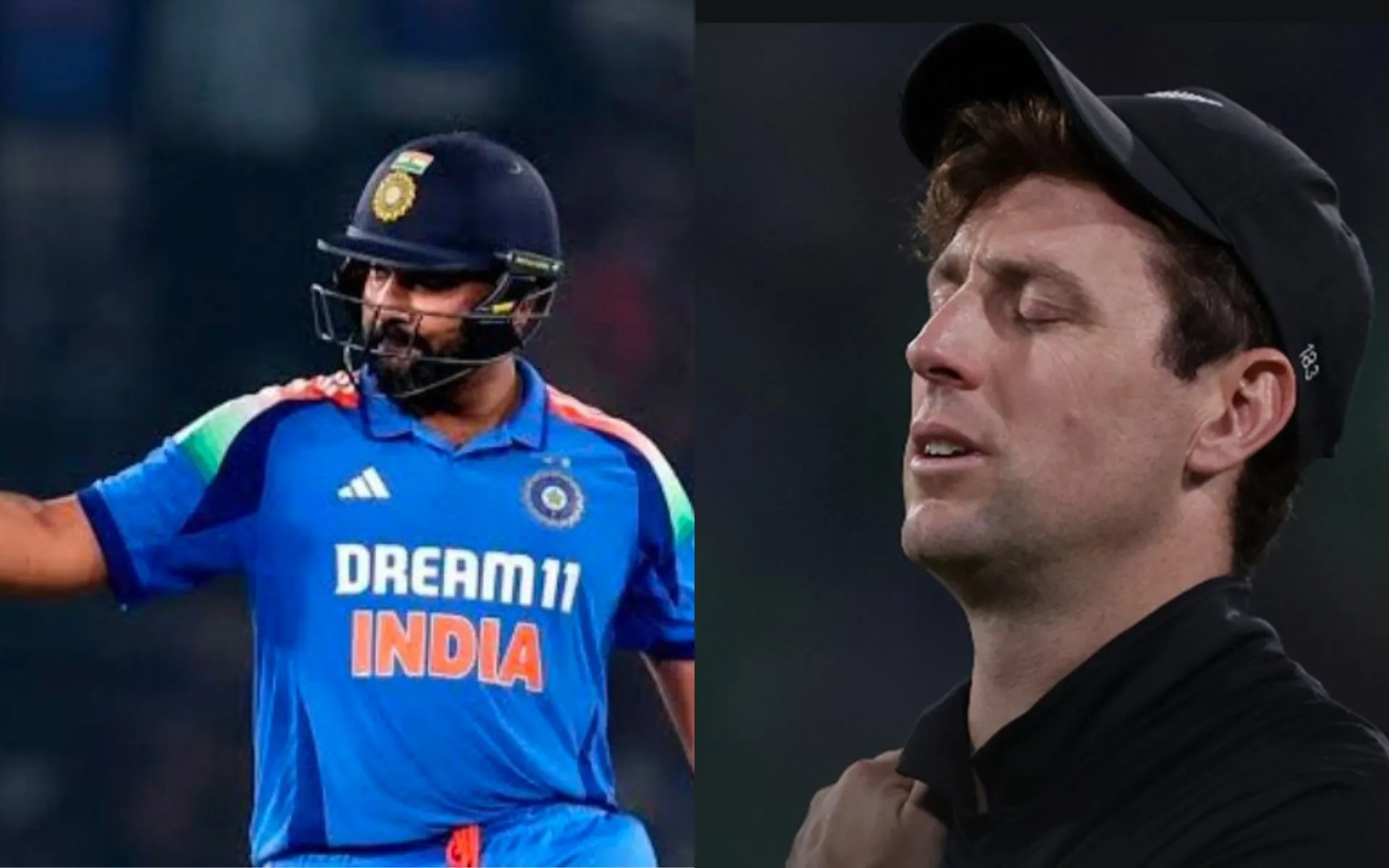 Rohit Sharma and Matt Henry [Source: @AvengerReturns, @mufaddal_vohra/x.com]