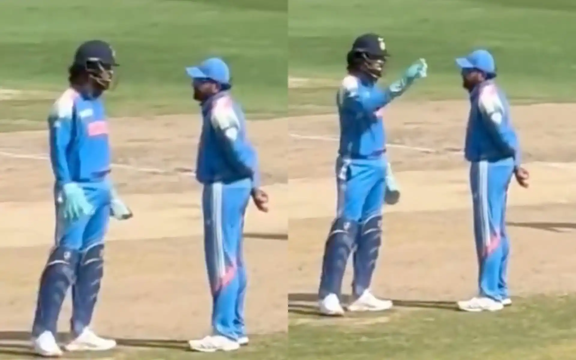 KL Rahul advising Rohit Sharma in Champions Trophy 2025 [Source: @kuchnahi1269083/x.com]