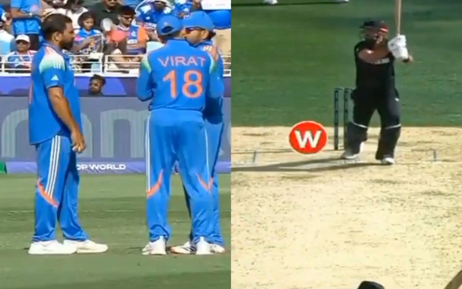 Shami picked up the wicket of Daryl Mitchell after advice from Daryl Mitchell [Source: @HARSHUPAL590618/x.com]