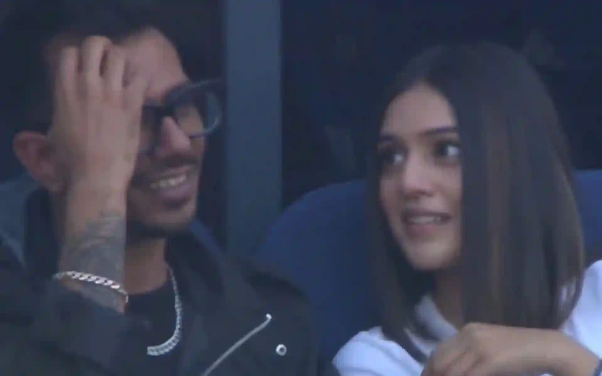 Yuzvendra Chahal with RJ Mahvash (Source:@san_x_m/X.com)