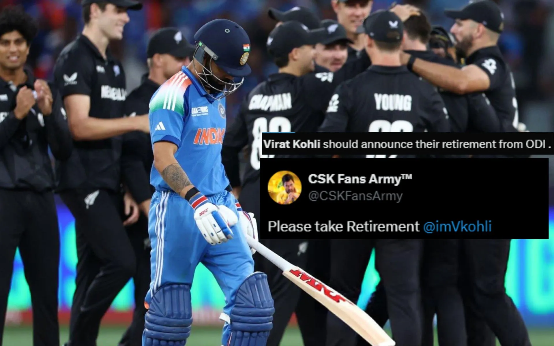 Virat Kohli was dismissed for 1 [Source: @RcbianOfficial/x.com]
