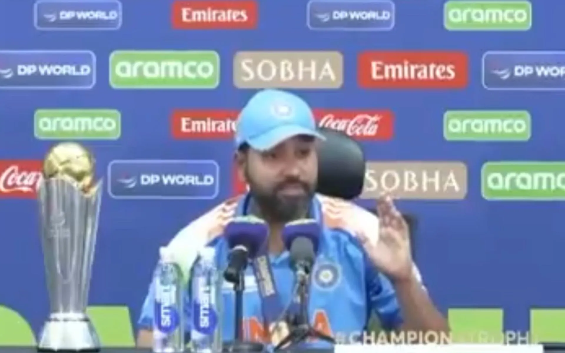 Rohit Sharma speaking with the reporters [Source: @pdevendra/x]
