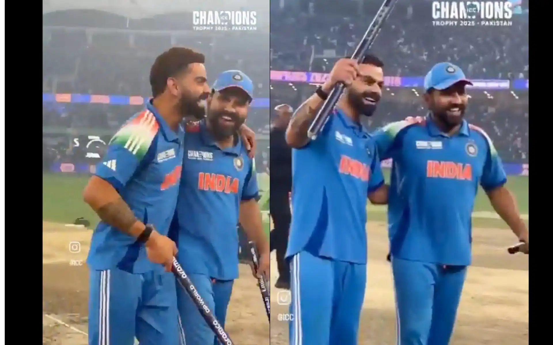 Virat Kohli and Rohit Sharma after India's victory (Source:@screengrab)
