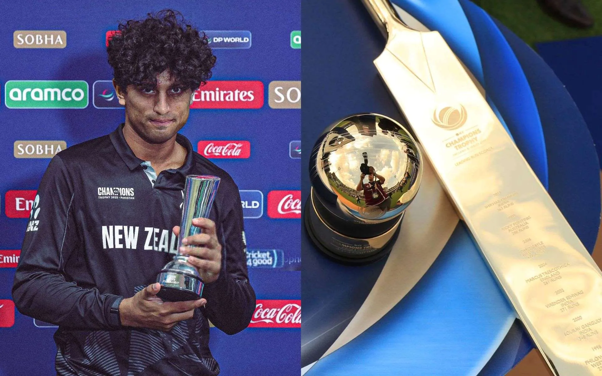 Rachin Ravindra won the Golden Bat in Chmapions Trophy 2025 [Source: @TorchbearerEdit, @cskfangirl7/x.com]