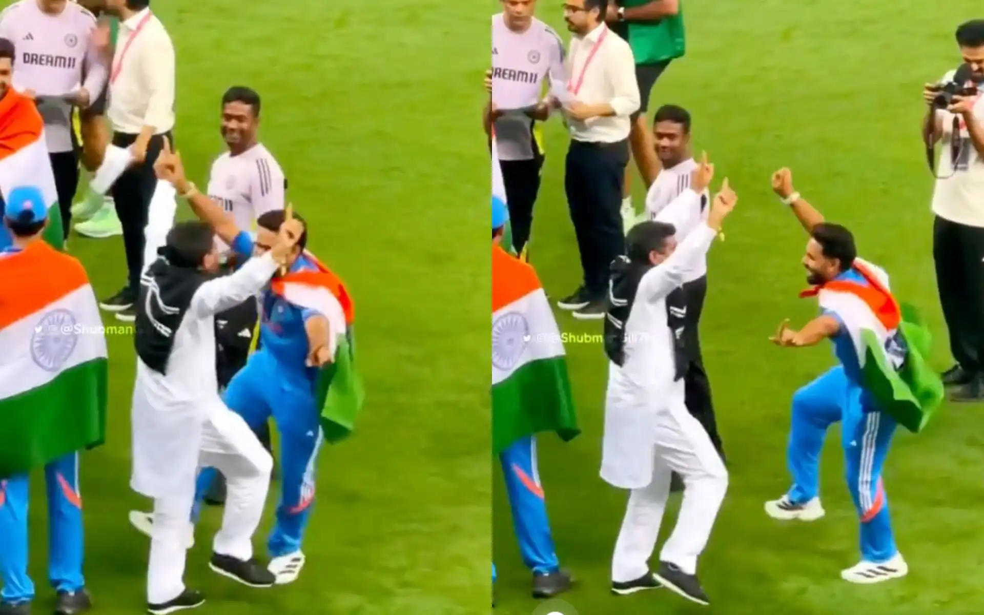 Shubman Gill's dad dancing with Rishabh Pant [Source: @mufaddal_vohra/X.com]