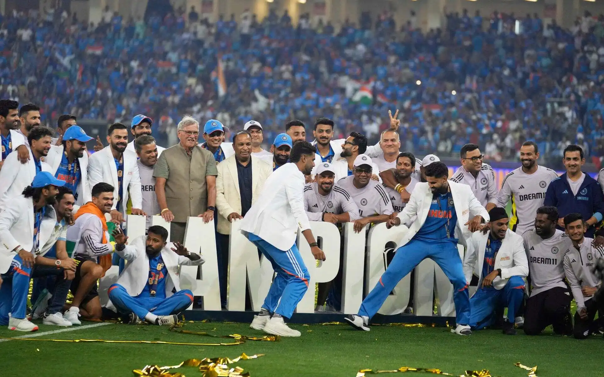 India celebrate a title win. [Source: AP Photos]
