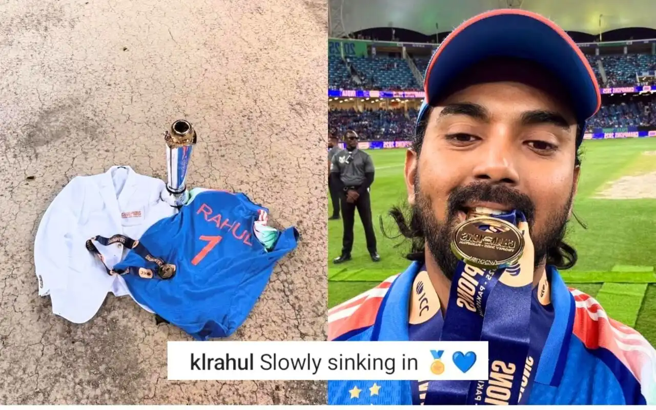 'Slowly Sinking...,' KL Rahul's Iconic Celebration Post After Champions Trophy Glory