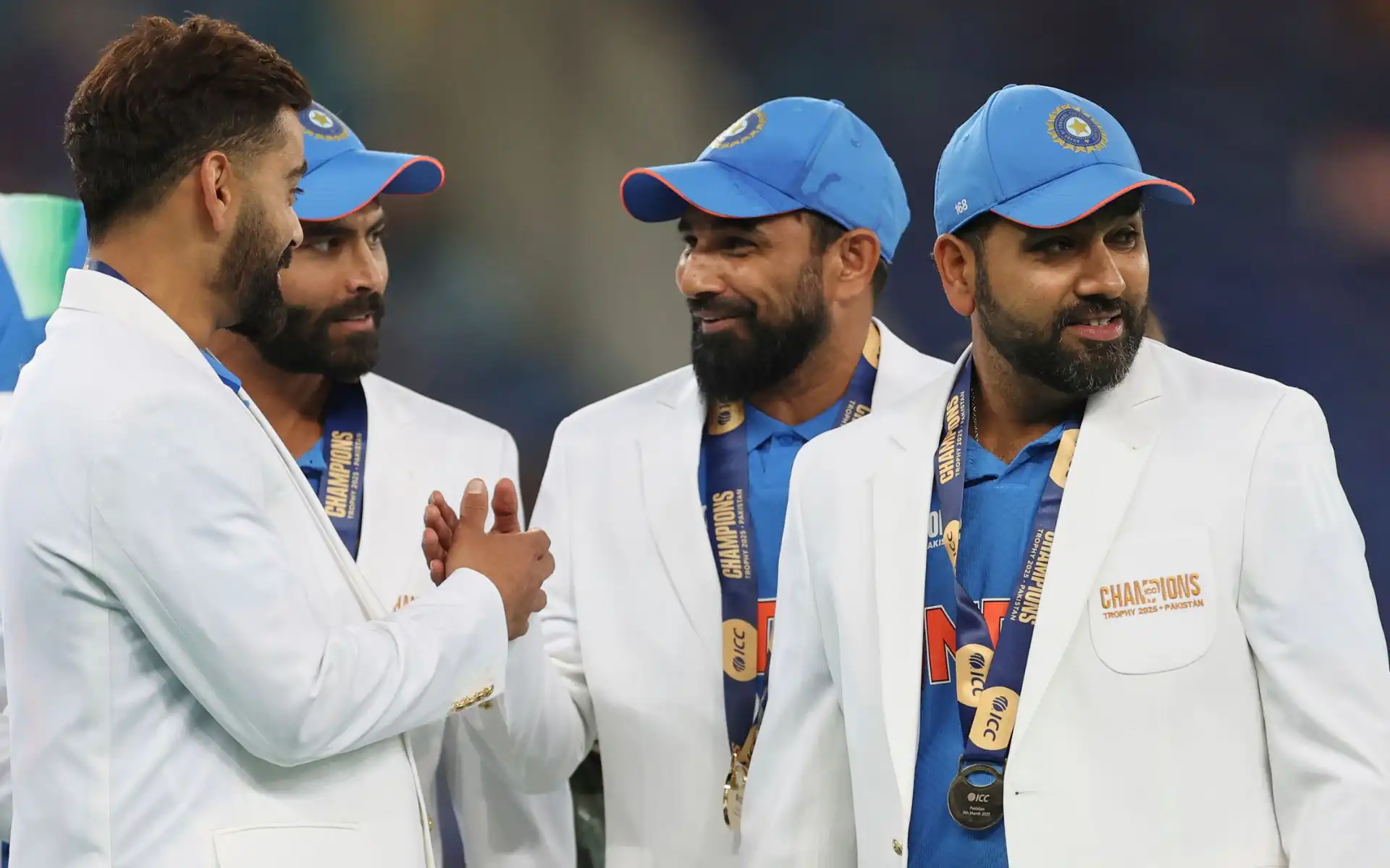 Indian team players at the 2025 ICC Champions Trophy podium [Source: AP Photos]