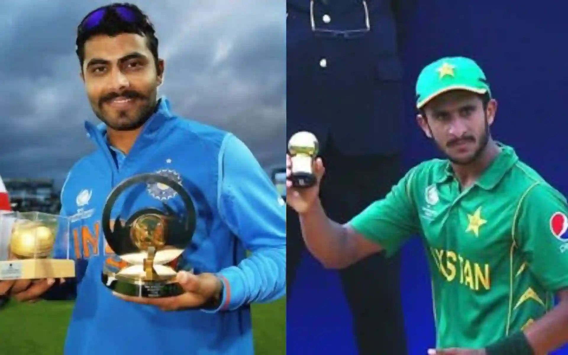 Ravindra Jadeja and Hassan Ali [Source: @piyush_ranjan11, @TEAM_AFRIDI/x]