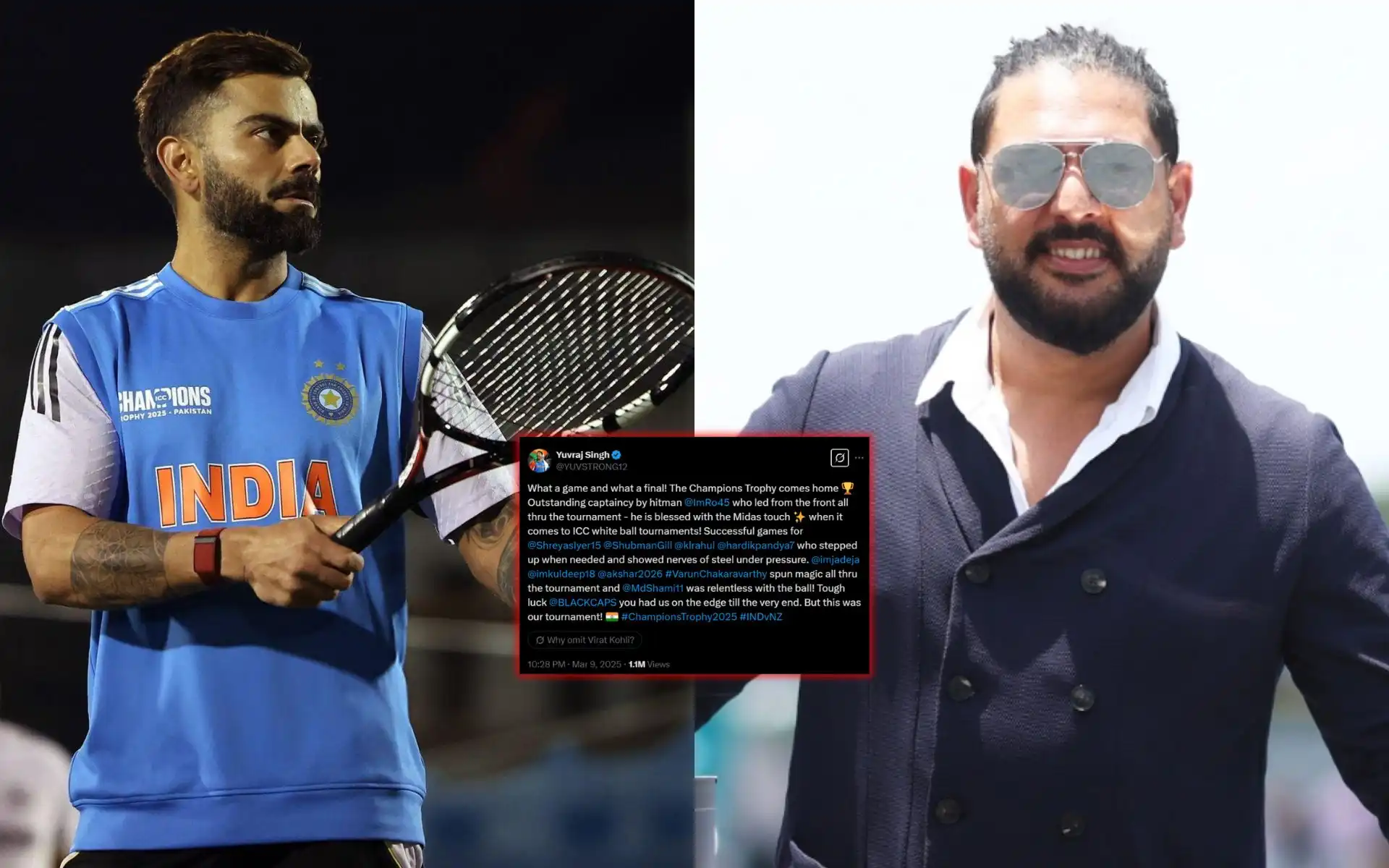 No Virat Kohli? Yuvraj Singh's Champions Trophy Appreciation Post Cut Old Wound