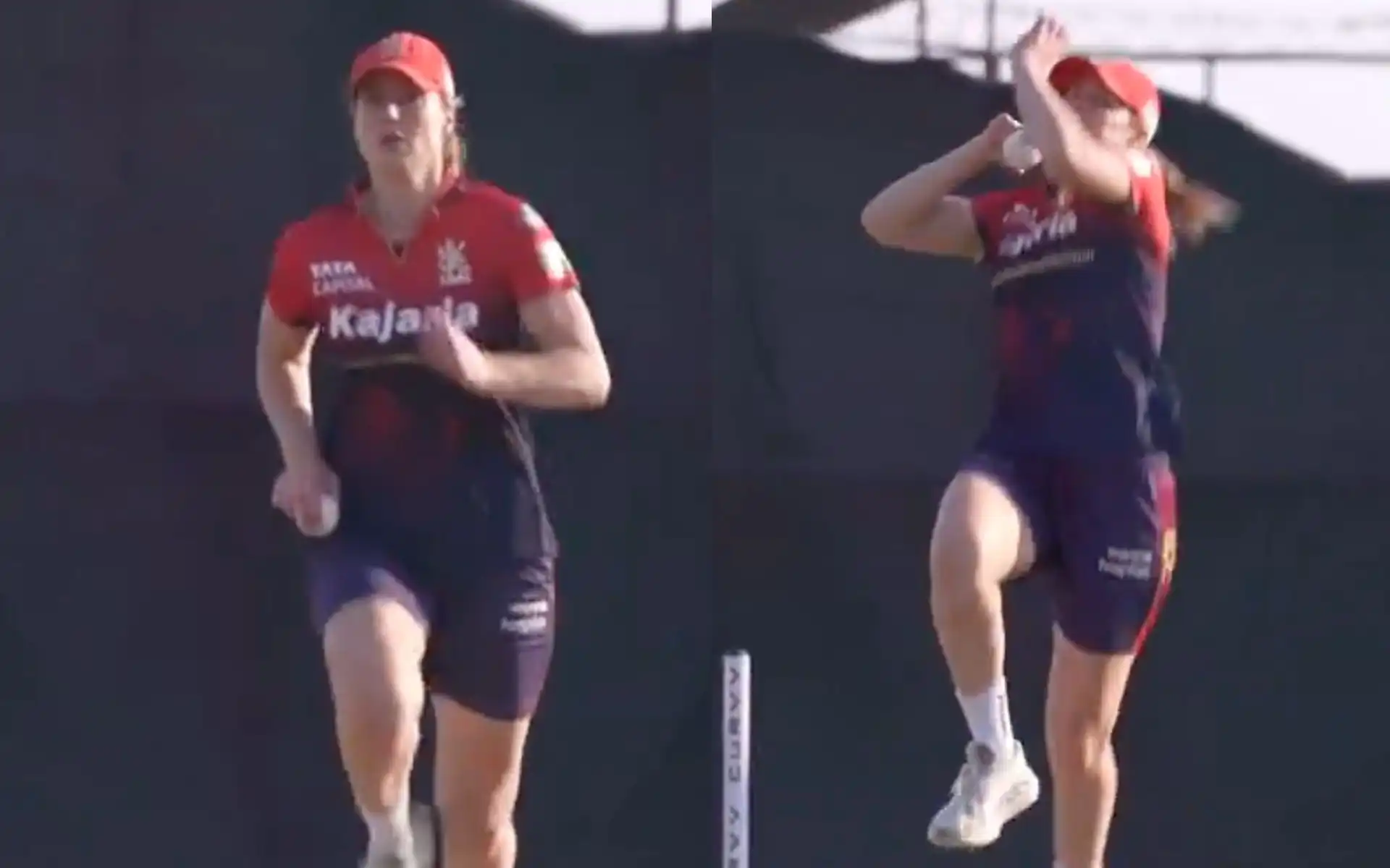 Ellyse Perry bowling in practice session (Source:@RCBtweets/X.com)