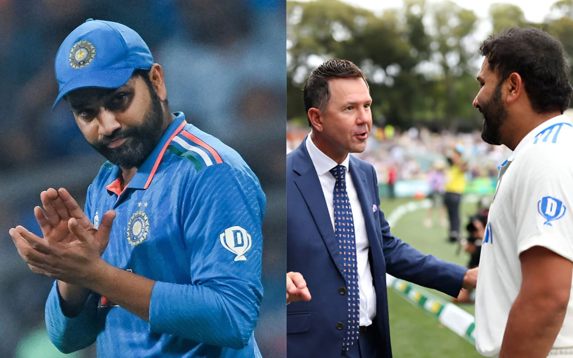 Rohit Sharma and Ricky Ponting [Source: @mufaddal_vohra/x]
