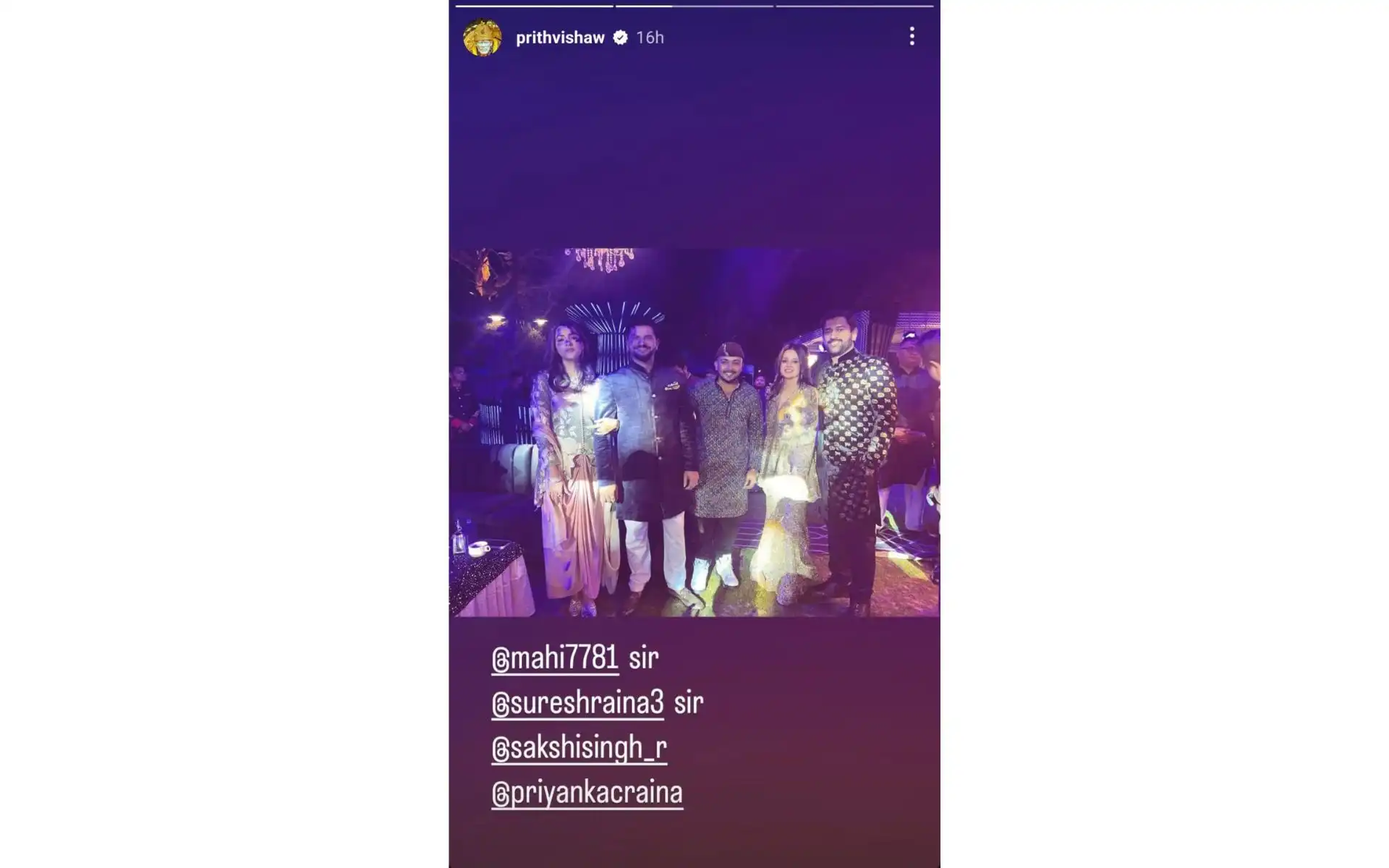 Prithvi Shaw posted a picture with Dhoni and Raina. [Source - prithvishaw/Instagram]