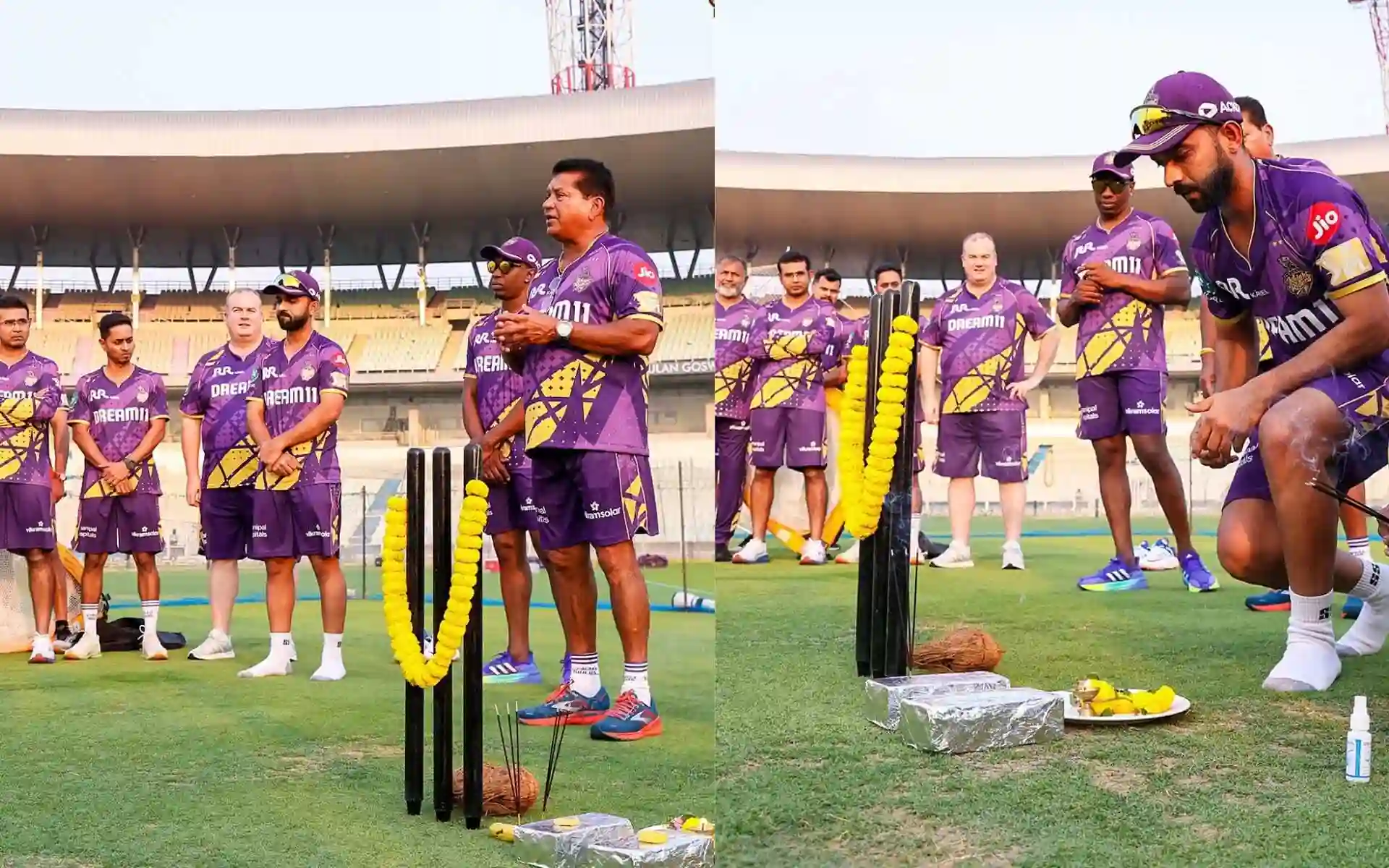 KKR players at the Eden Gardens [Source: @KKRiders/x]