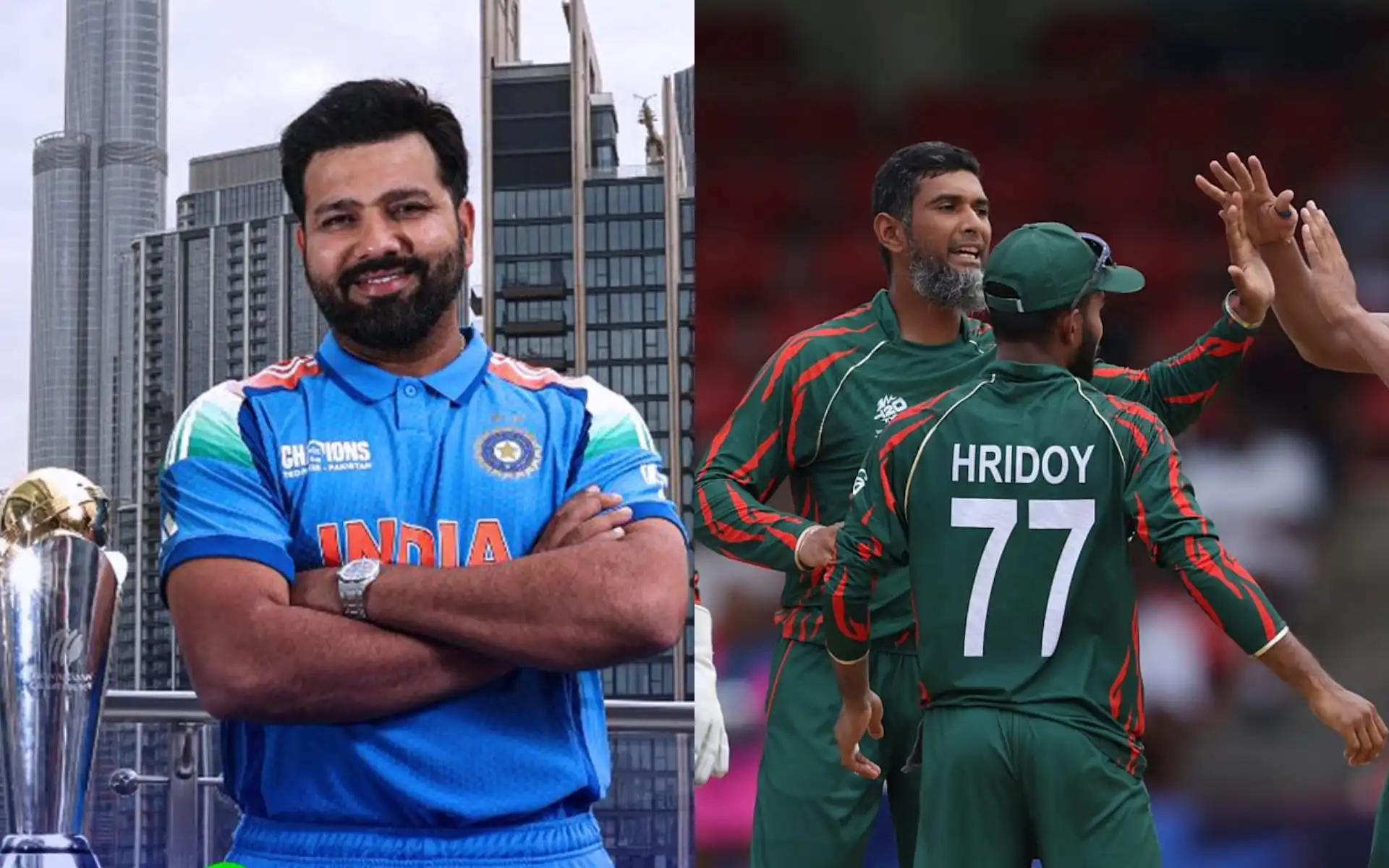 Rohit Sharma and Mahmudullah [Source: @ICC/x]