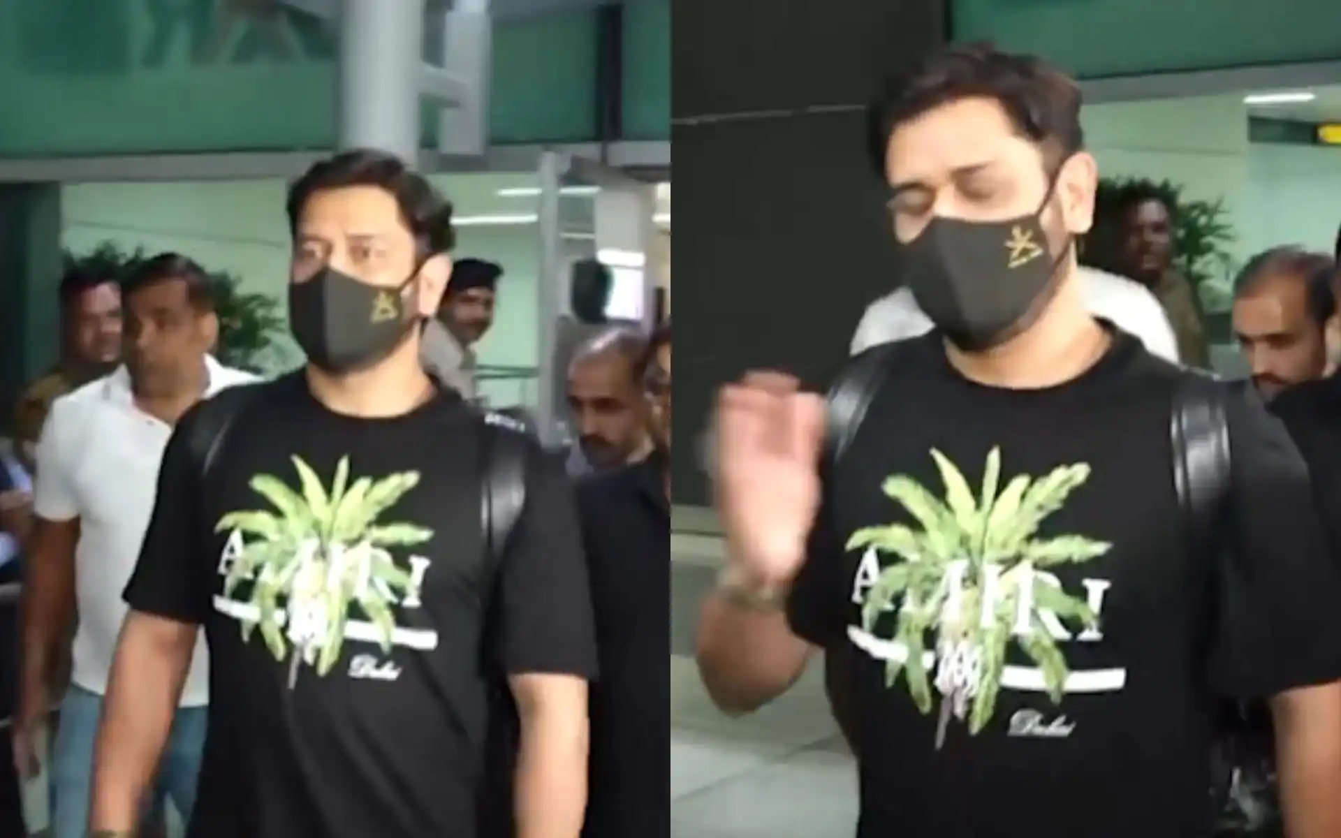 MS Dhoni at airport [Source: @Sajalsinha0264/X.com]
