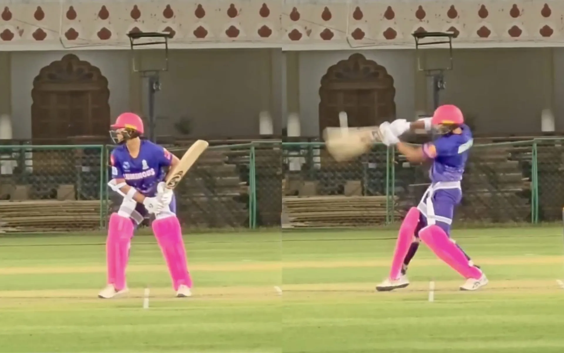 Yashasvi Jaiswal batting in RR's preseason camp. [Source - rajasthanroyals/x.com]