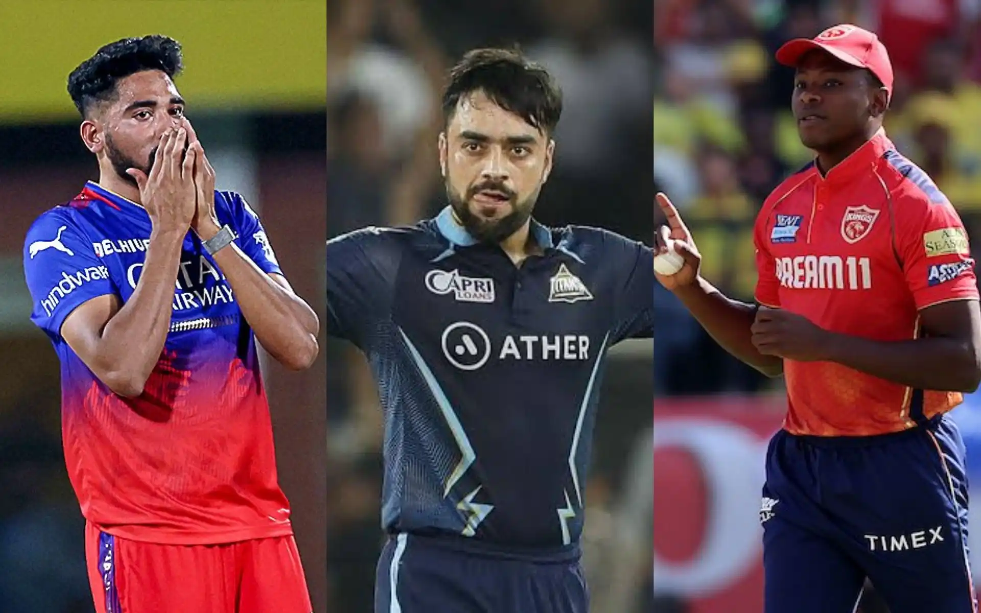 Rashid Khan, Siraj and Kagiso Rabada [Source: @MoinKhan7765/X.com]