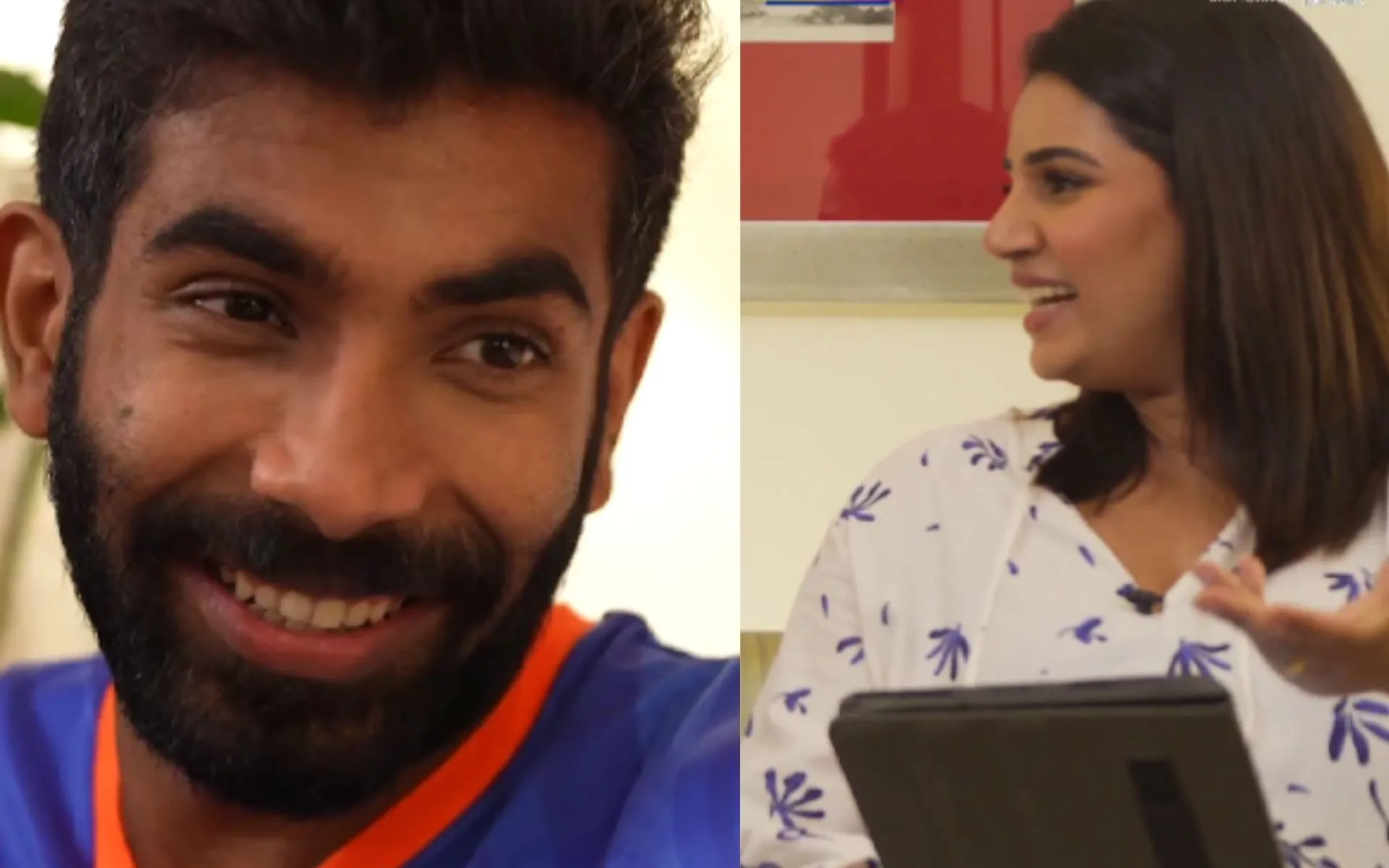 Jasprit Bumrah & Sanjana Ganesan [Source: @StarSportsIndia/x.com]