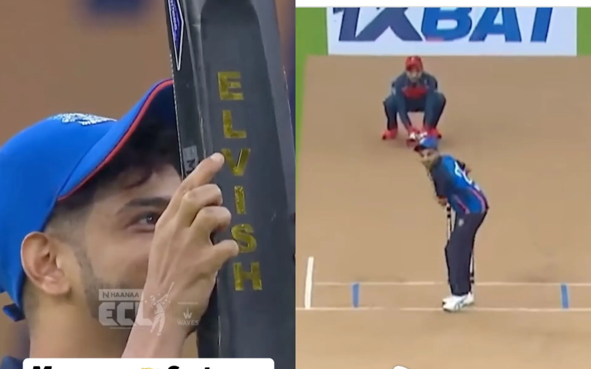 Munawar Faruquis shows Elvish Yadav's name on his bat (Source:@Instagram)