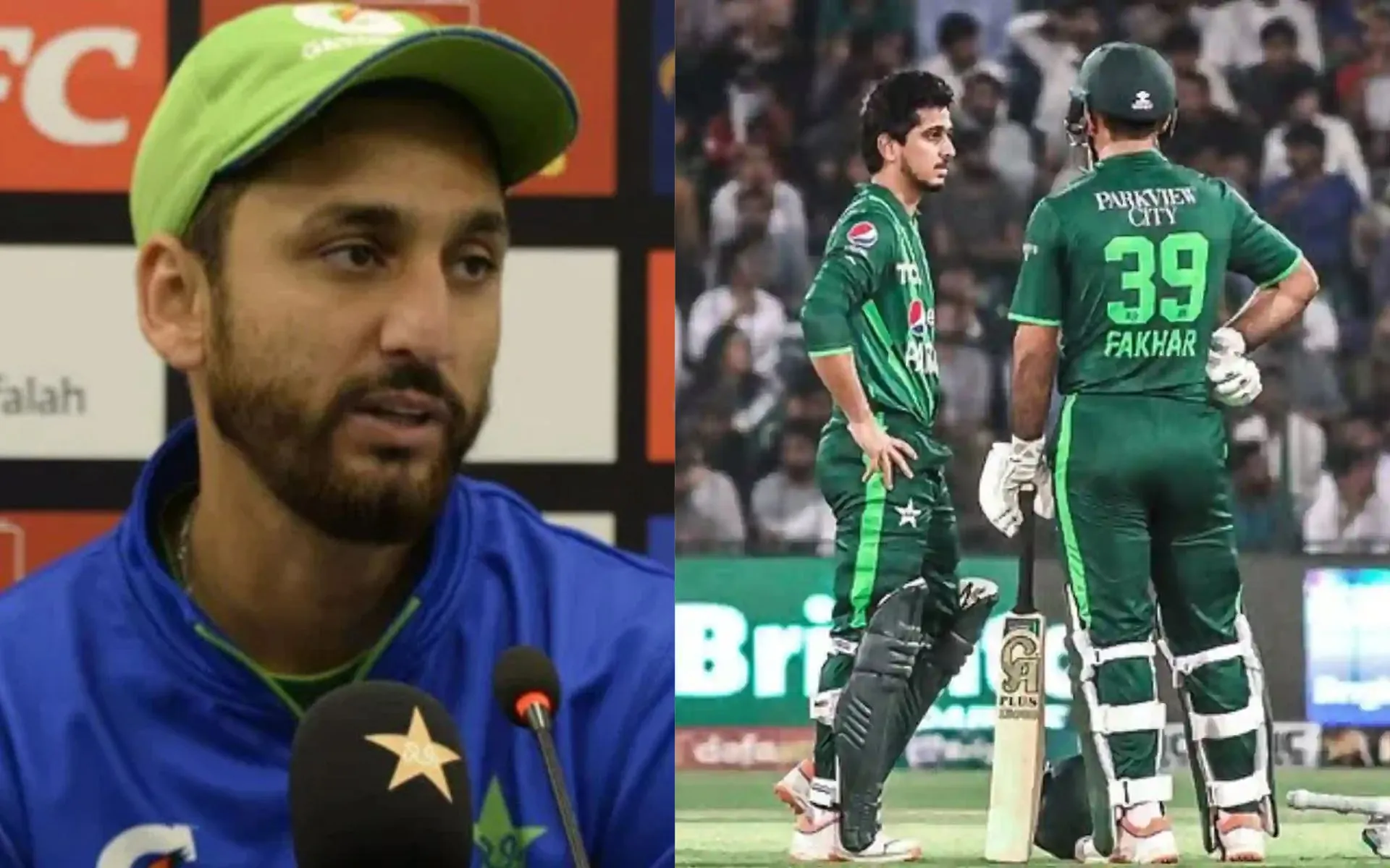 Agha Salman, and Saim Ayub with Fakhar Zaman [Source: @DostiFM98/x, @ahtashamriaz22/Instagram]