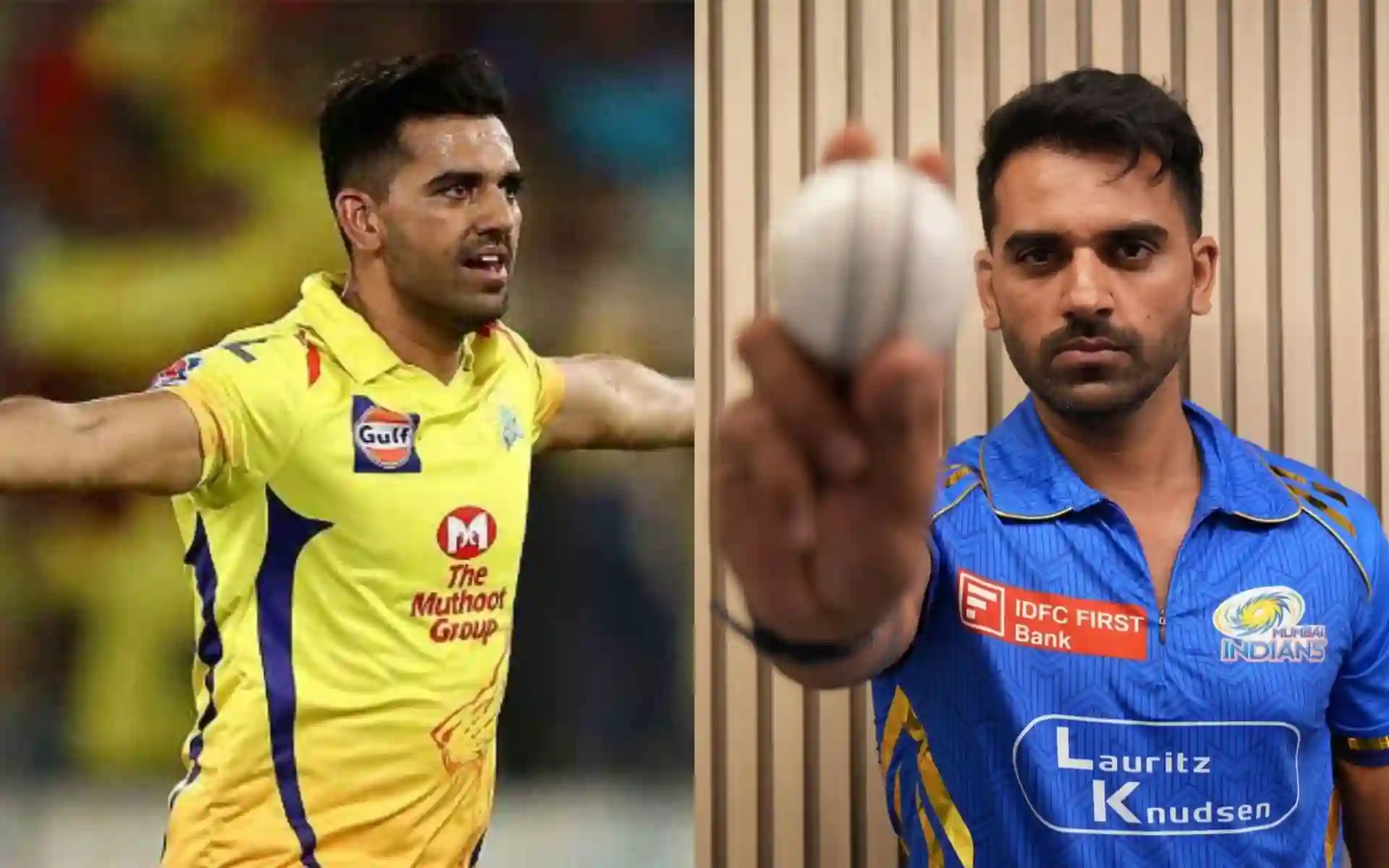 Deepak Chahar in CSK and MI Jersey [Source: @definitelynot05/x.com]