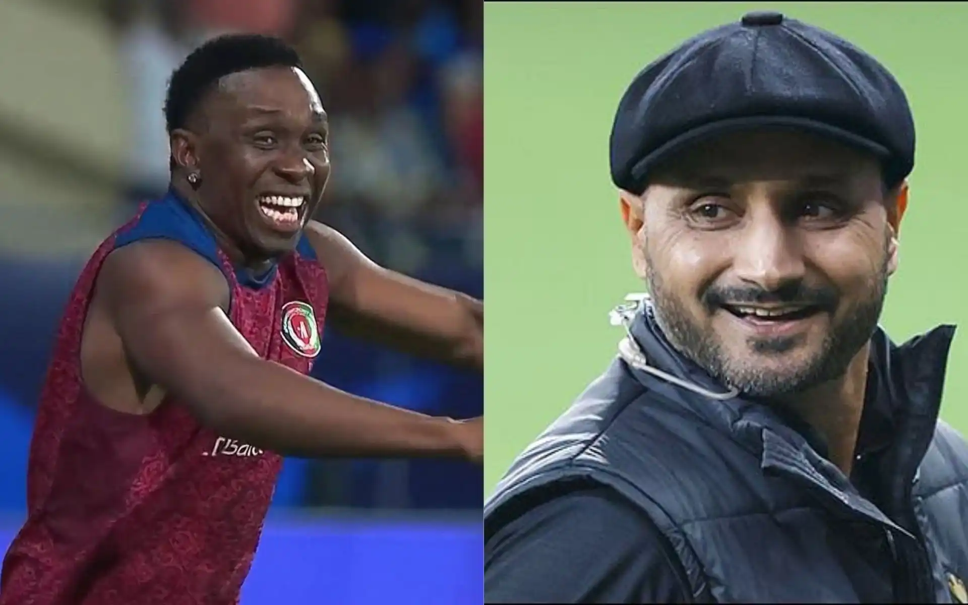 DJ Bravo and Harbhajan Singh [Source: @mufaddal_vohra/X.com]