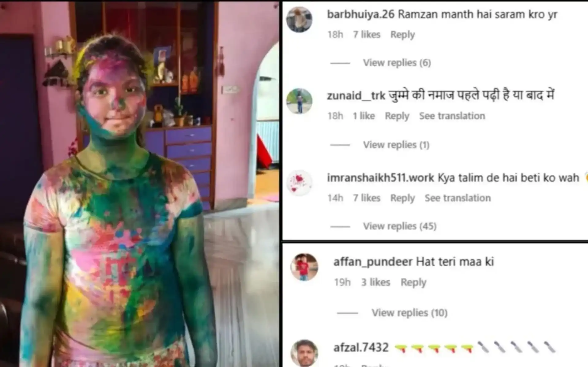 Mohammed Shami's daughter viral Holi picture (Source:Instagram)