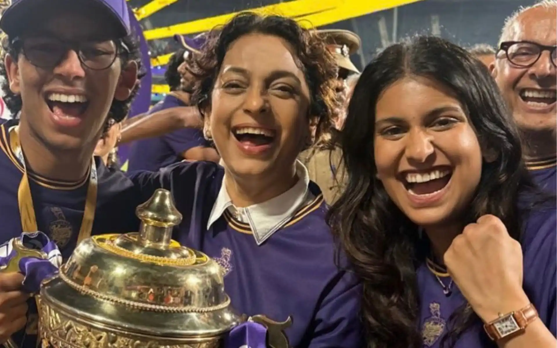 Juhi Chawla after IPL win (Source:@filmfare/X.com)