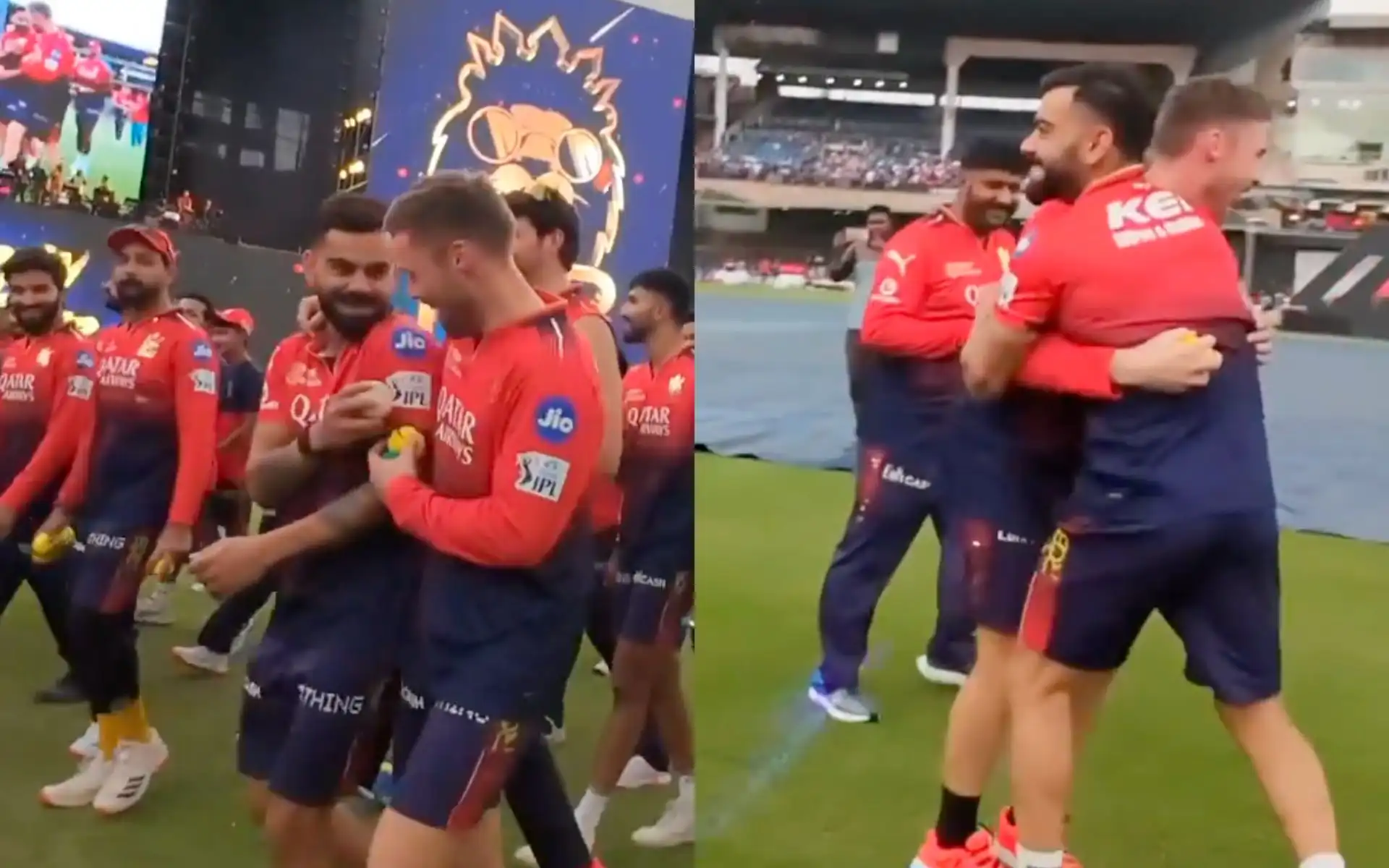  Phil Salt Playfully Hits Virat Kohli [Source: @RCBTweets/X.com]