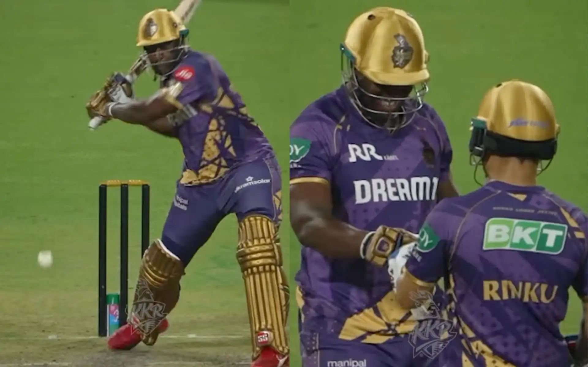 Andre Russell's six in practice match (Source:kkriders/Instagram)
