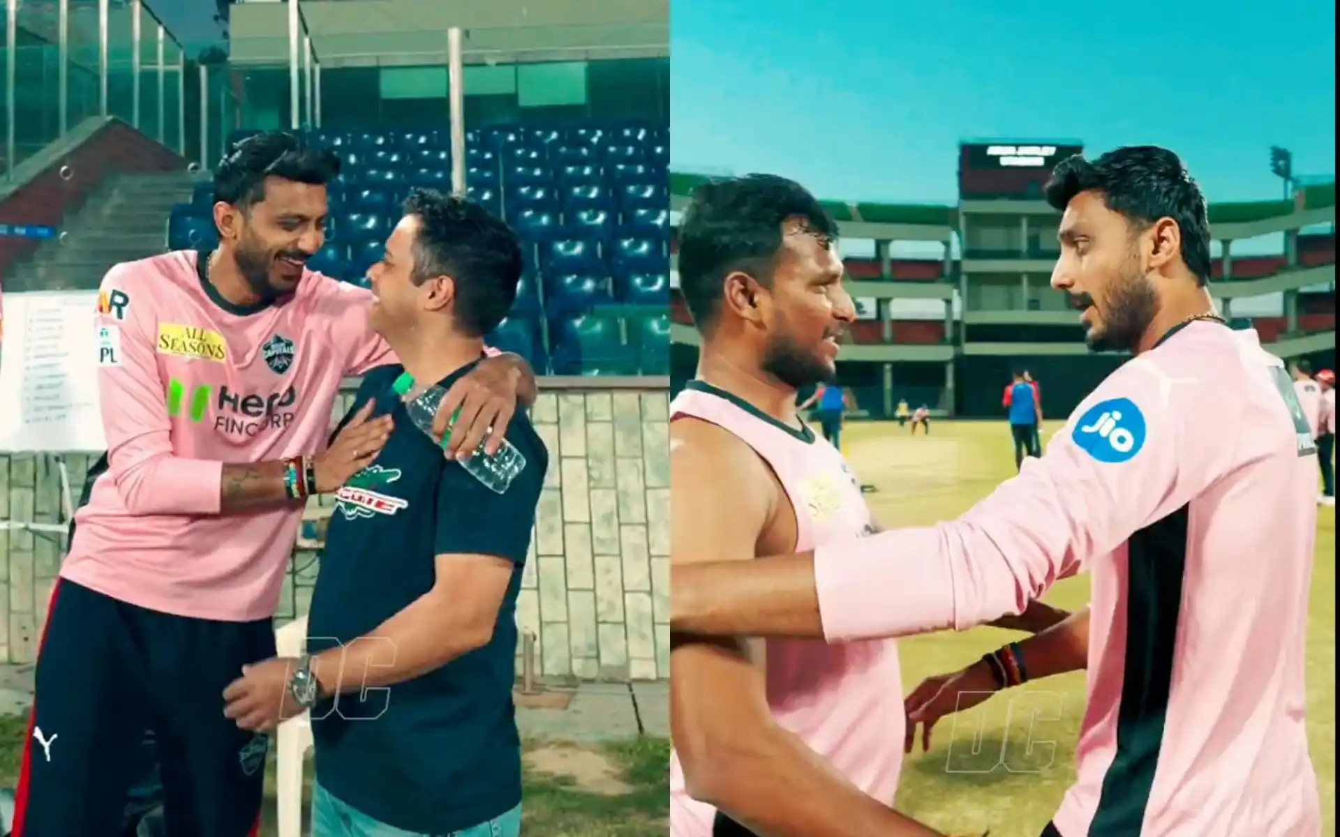 Axar Patel with his DC teammates [Source: @DelhiCapitals/X.com]