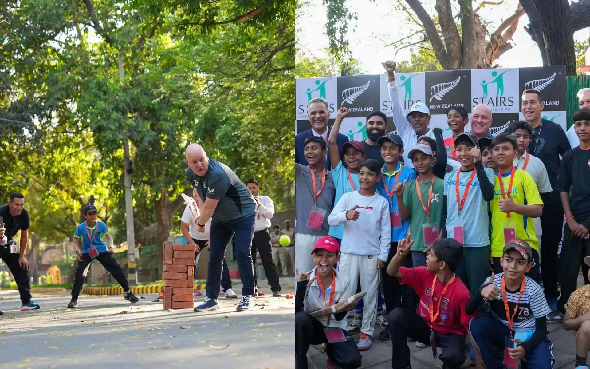 New Zealand PM Plays Street Cricket With Kapil Dev, Ross Taylor And Ajaz Patel In Delhi