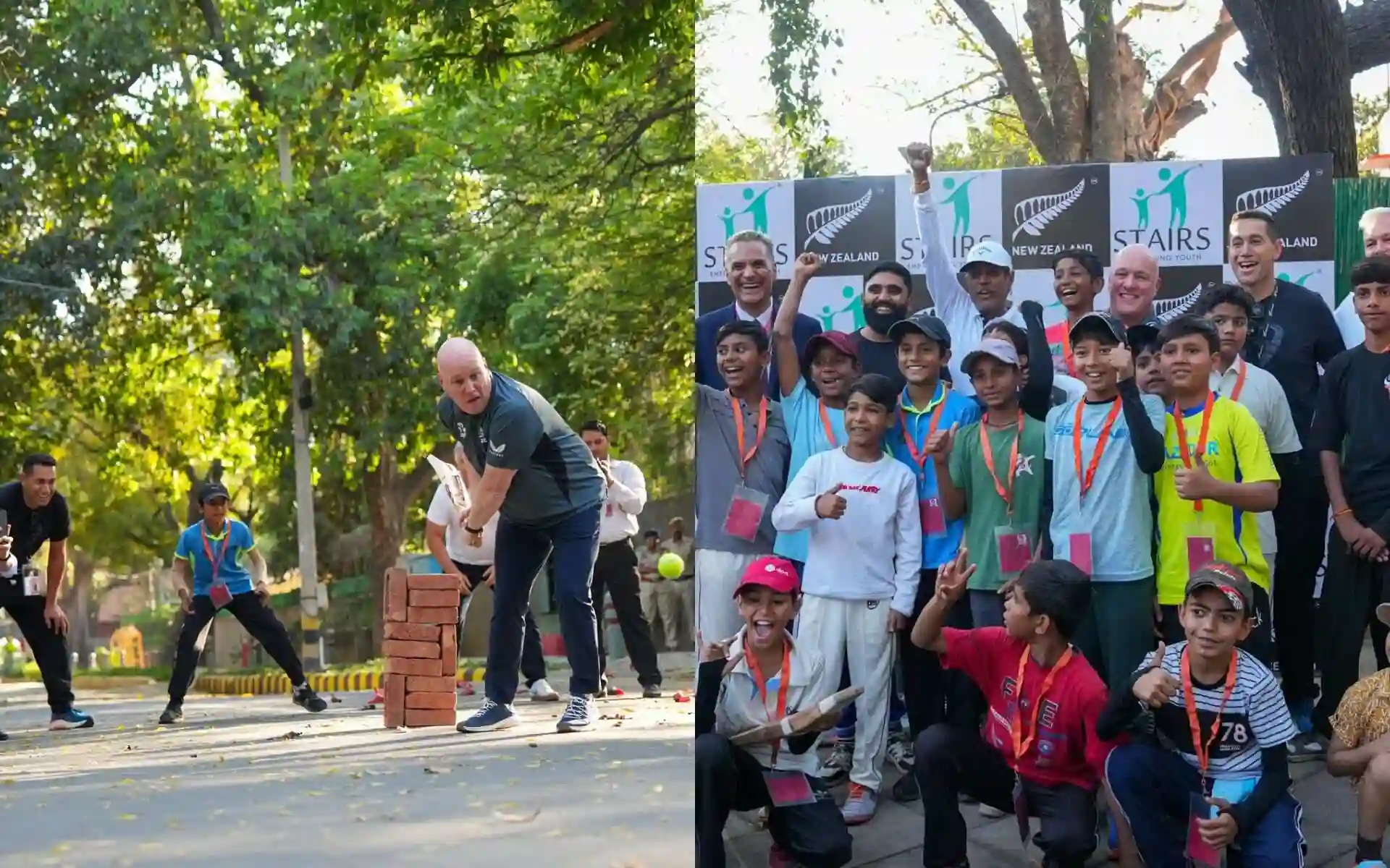 New Zealand PM Plays Street Cricket With Kapil Dev, Ross Taylor And Ajaz Patel In Delhi