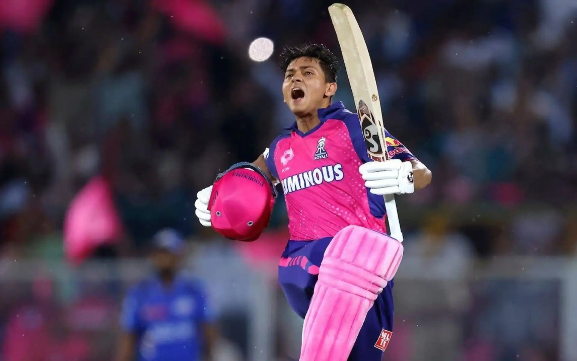 Yashasvi Jaiswal celebrating his IPL century [Source: @IPL/x]