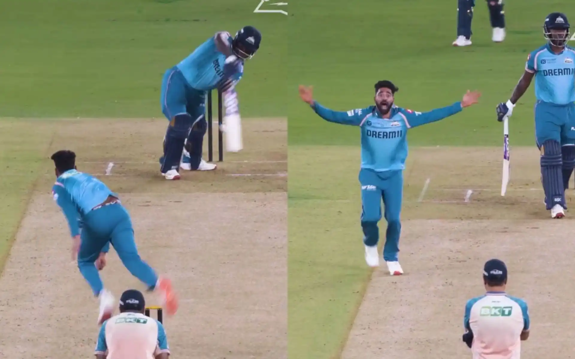 Mohammed Siraj bowling in GT camp [Source: @gujarat_titans/X.com]