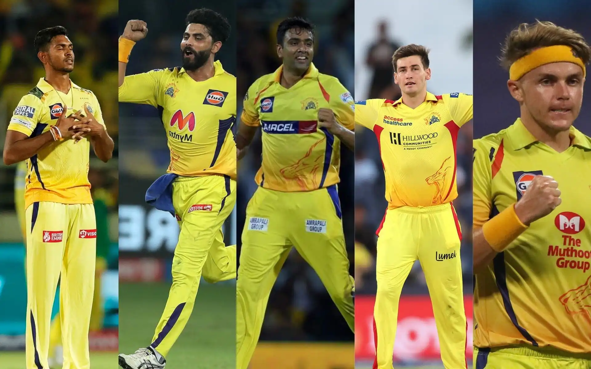 Pathirana, Jadeja, Ashwin, Noor & Curran (Source: @IPL/X.com, @TexasSuperKings/X.com)