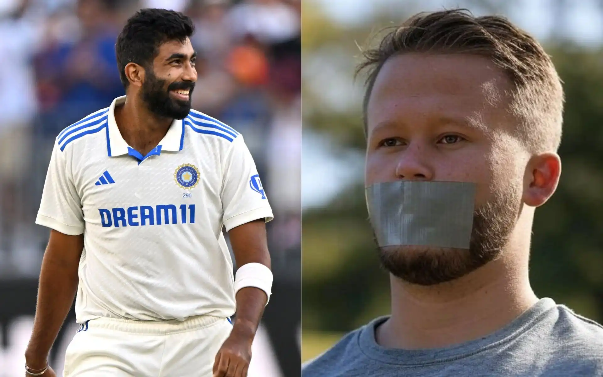 Jasprit Bumrah and Ben Duckett [Source: @ImTanujSingh/X.com]