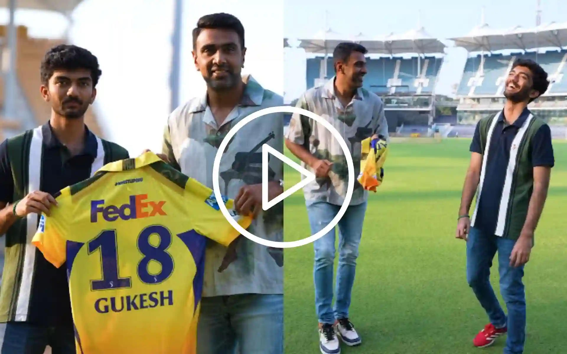 King Of Chess Gukesh All Smiles After Getting CSK's No.18 Jersey From Ashwin